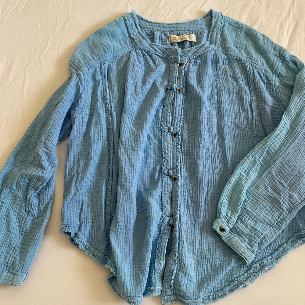 Cotton gauze free people oversized button up